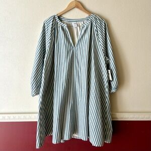 NEW Melrose & Market Long Sleeve Poplin Tent Dress 100% Cotton